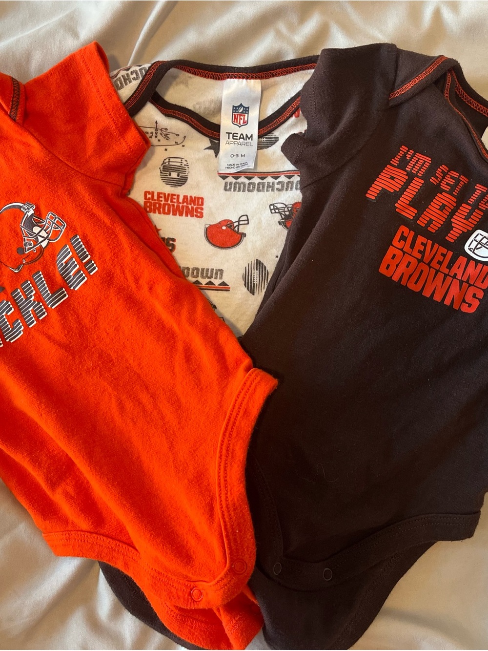 3 Set Cleveland Browns Baby Bodysuit Set - Orange & Brown